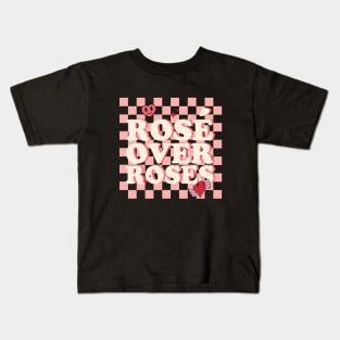 Rose Over Roses Retro Heart Valentines Day Kids T-Shirt